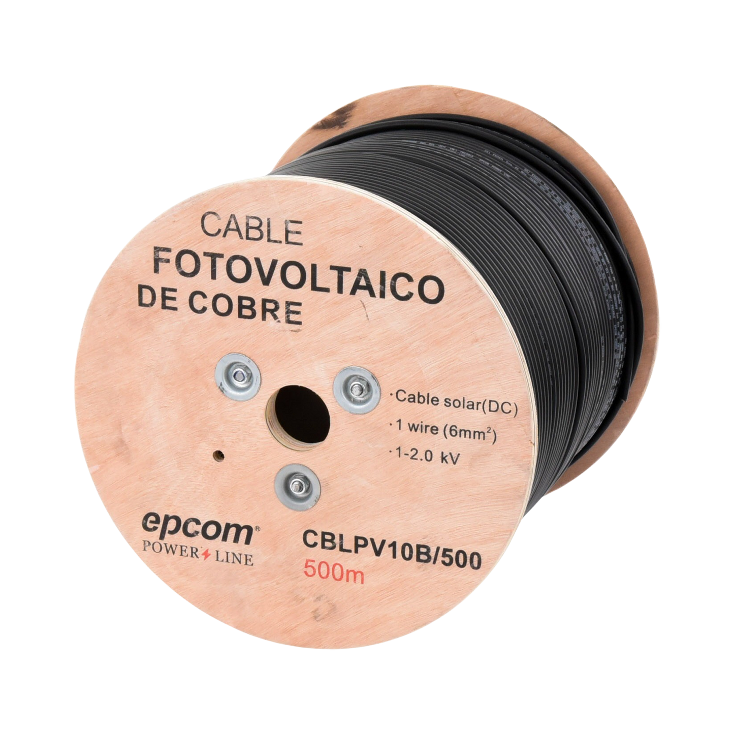 Carrete de 500 Metros / Cable Fotovoltaico Negro / 6mm² (10AWG) / Material COBRE /  2000 Vcc