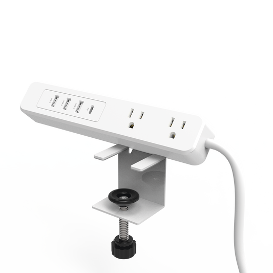 Multicontacto con Montaje para Escritorio / Carga Rápida para 65 W / 3 x Nema 5-15P / 2 x USB-A (5V @3A) / 1 x USB-C (65W)