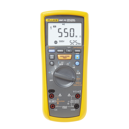 Multímetro de Aislamiento 0.01 MΩ - 2GΩ . Prueba de 50V - 1000V. Compatible con FLUKE CONNECT