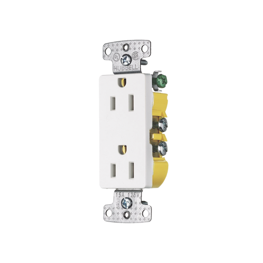 Contacto Duplex Decorador 15A 125V, 2 Polos, 3 Hilos, Color  Blanco (Nema5-15R).