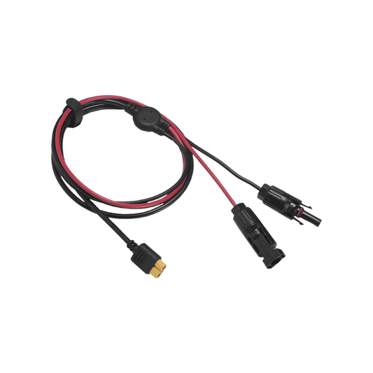 Cable 2.5 m, Negro, Calibre 10 AWG con Terminales MC4 Macho y Hebra para Terminal XT60