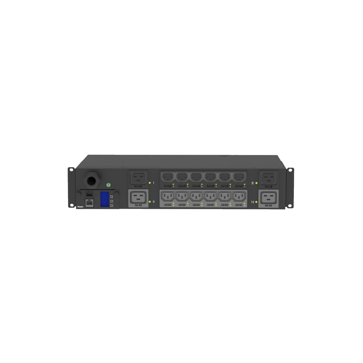 PDU Monitoreable y Switchable (MS) para Distribución de Energía, Enchufe de Entrada NEMA L6-30P, Con 12 Salidas C13 y 4 Salidas C19, Horizontal 19in, 208 Vca, 30 Amp, 2UR