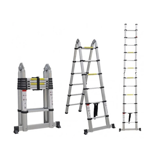 Escalera Telescópica de Aluminio Tipo Tijera de 1.9 + 1.9 Metros de Altura