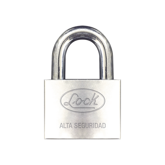 Candado de hierro alta seguridad con llave de disco/ Acabado Cromado/ Llaves Abloy/ Medida de Horquilla 34 mm.