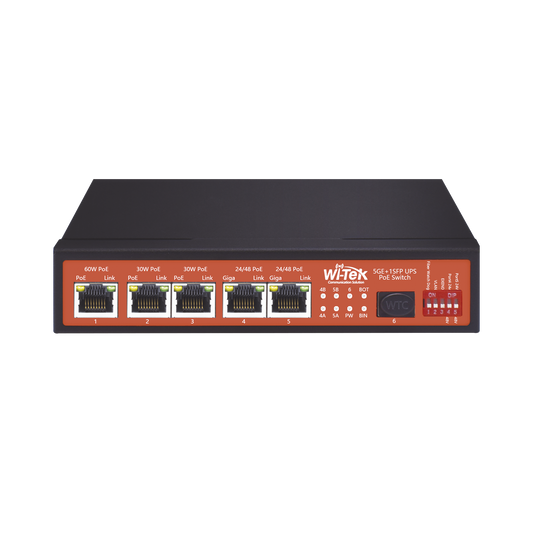 Controlador Solar de 5A con Switch PoE /  1 Puertos Gigabit PoE 802.3 bt / 2puertos PoE 802.3 af/at con 2 Puertos PoE Pasivo 24 Vcc / 1 Puerto SFP / No administrable